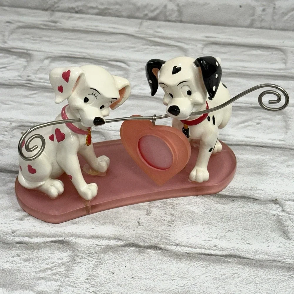 Vtg Disney 101 Dalmatians Ceramic Figurine Hanging Photo Frame Pongo & Perdita